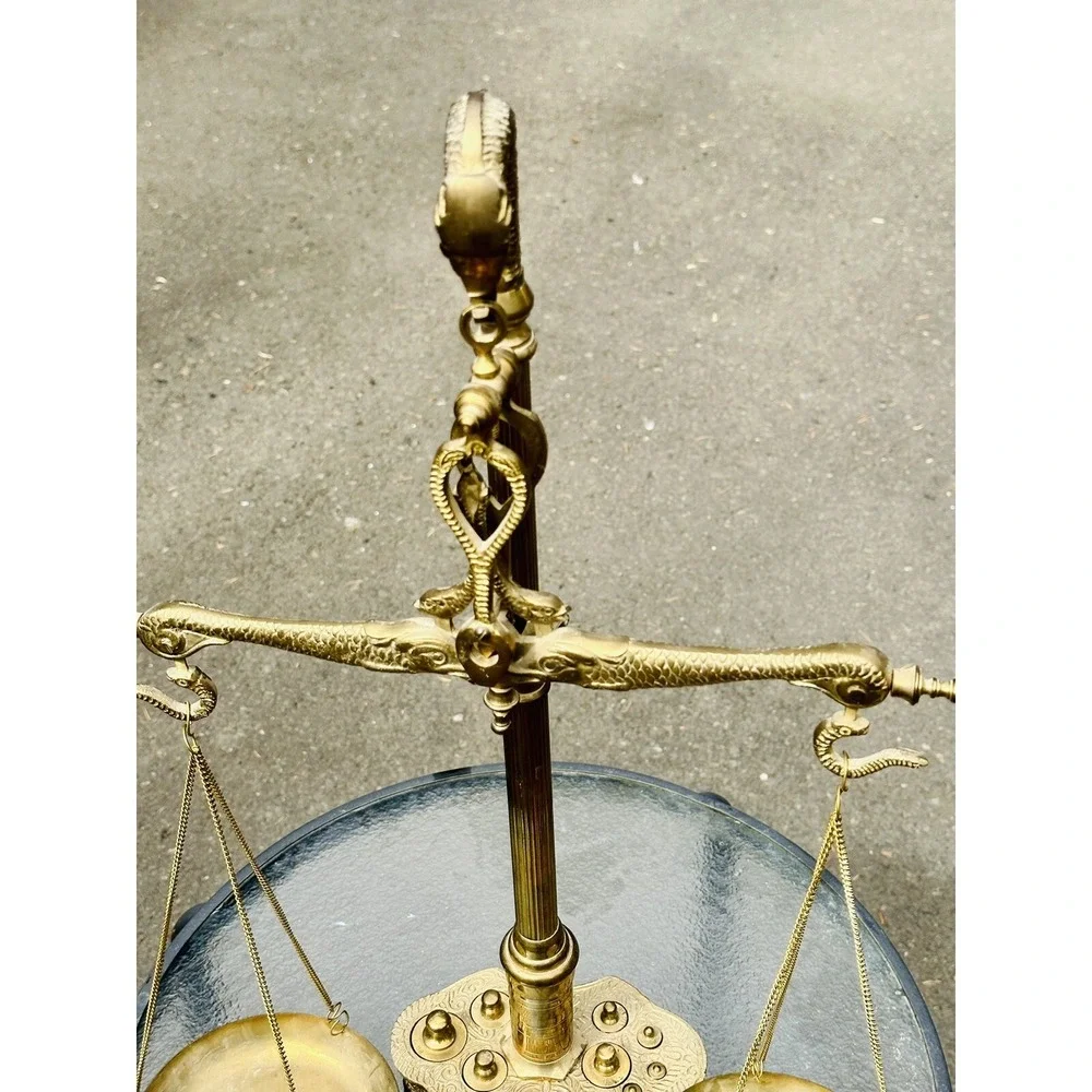Gilt Bronze Brass Apothecary Scale with Snakes & Serpent Decoration Antique VTG